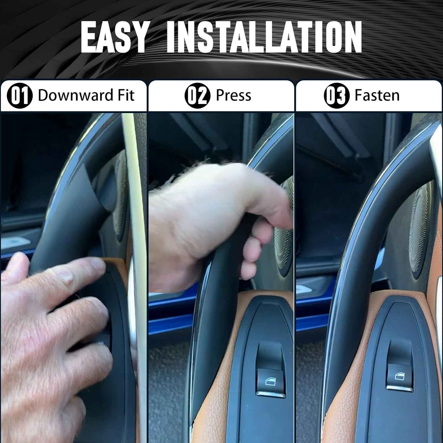 WEILEITE Interior Door Pull Sticky Handle Cover Accessories Fit for BMW 3 4 Series 318,320,328,330,335,M3 F30/F31/F34/F80 2012-2018 418,420,428,430,435,440,M4 F32/F33/F36/F82/F83 2013-2019(Black)