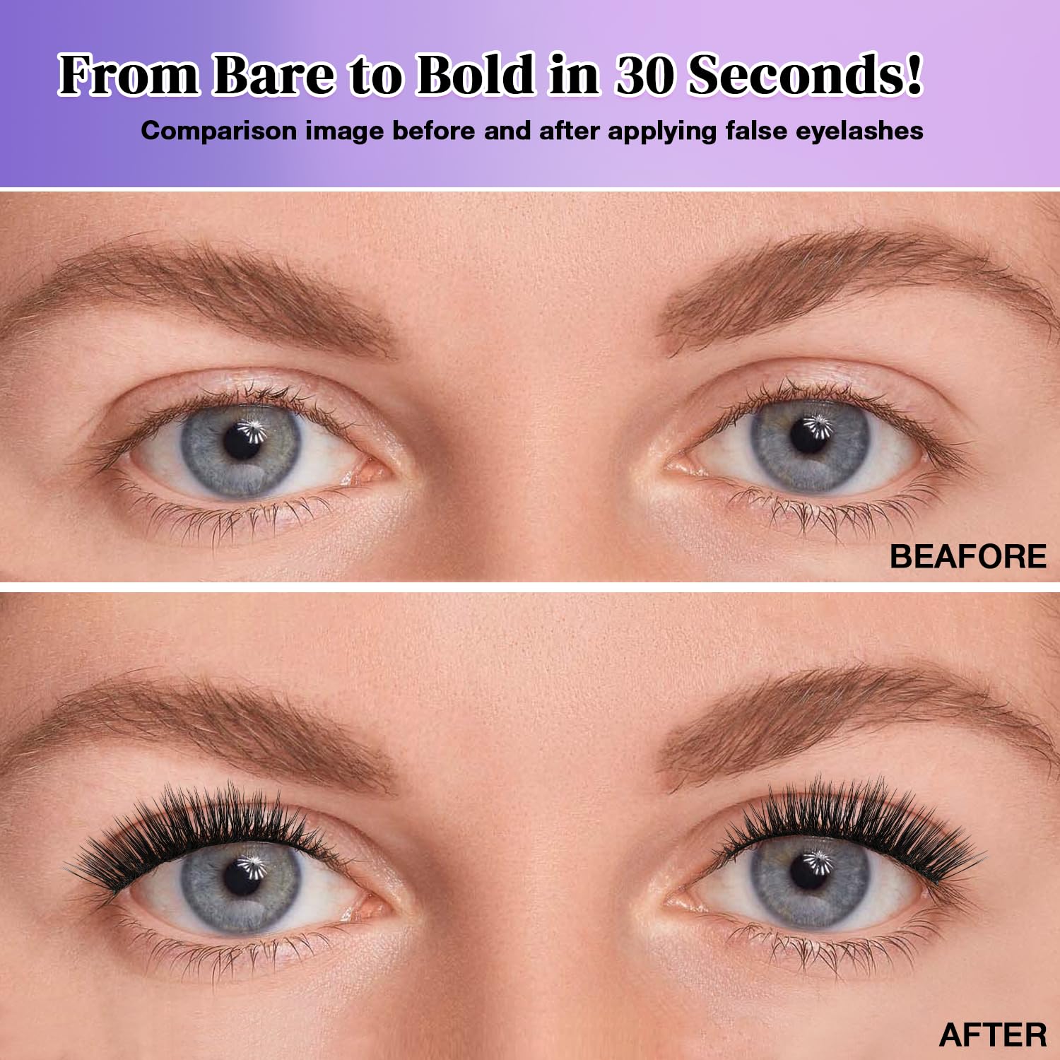 Wispy False Eyelashes Kit With Bond, Seal and Tweezer, 7 Pairs Natural Look Fake Cat Eye Lashes Strips Thin Band Extensions Waterproof Easy Eyelashes for Beginners RQ45