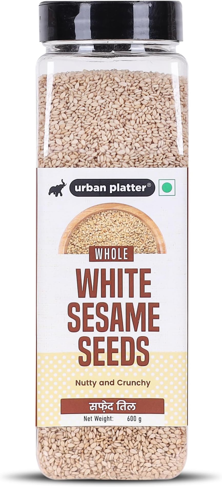 Urban Platter White Sesame (Safed Til) Seeds Shaker Jar, 600g