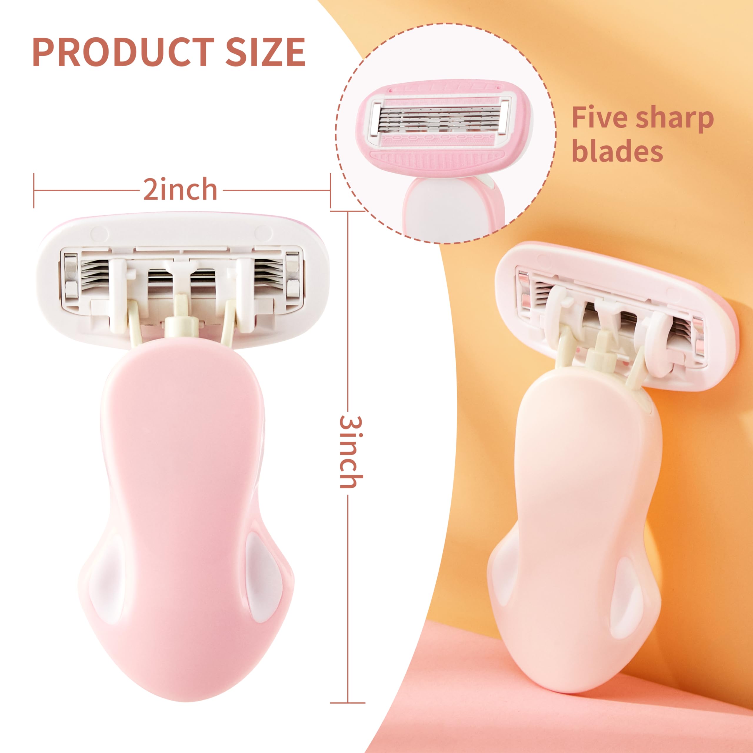 BeautyGlow Mini Rasierer für Frauen, Extra Smooth On The Go Rasierer mit 1 Griff + 5 Klingen Nachfüllungen + 2 Reiseetui, Tragbarer Körperrasierer für Rasur und Haarentfernung (Rosa)
