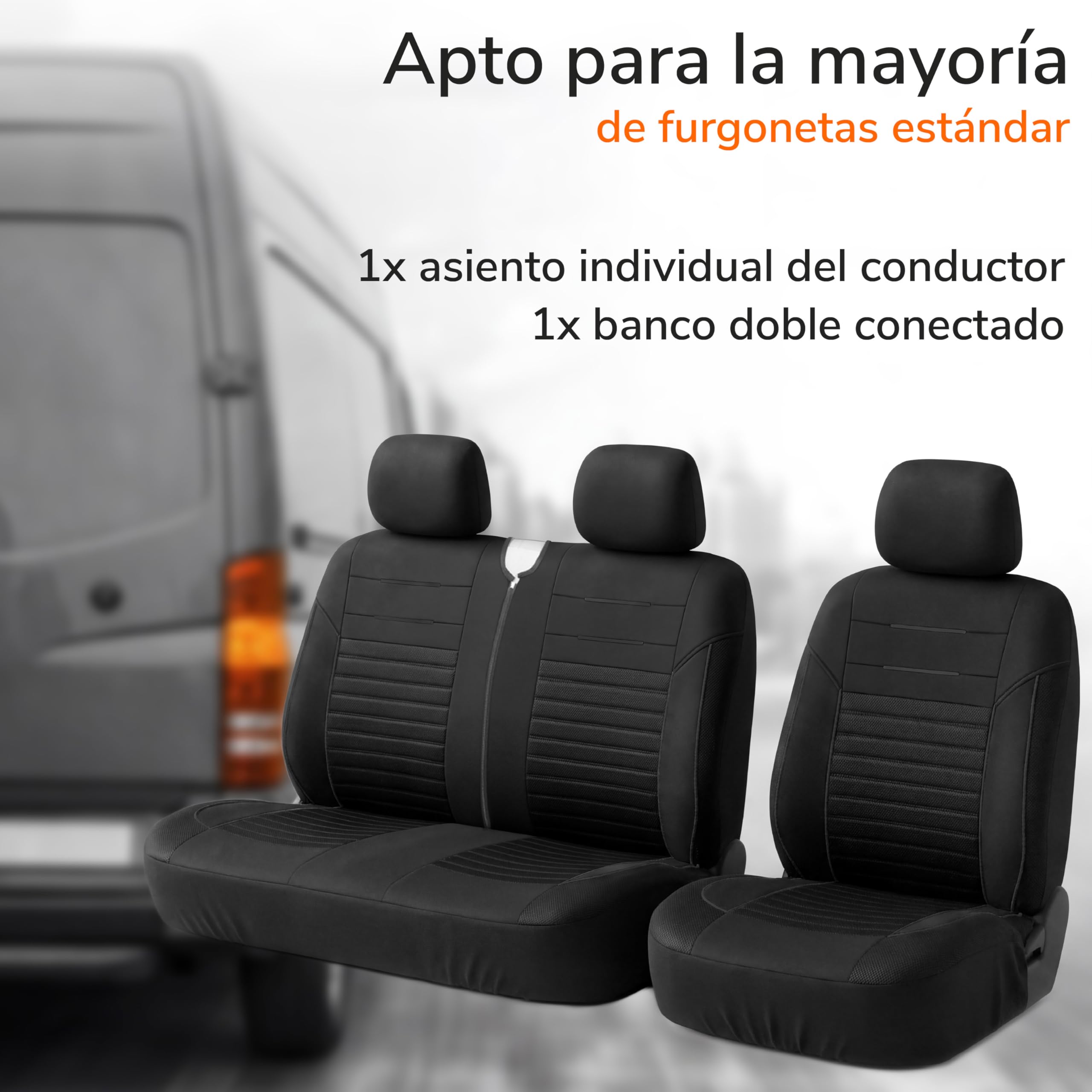 Upgrade4cars Fundas Asientos Delanteros para Furgoneta | Cubiertas Protectoras Universales Van en Negro