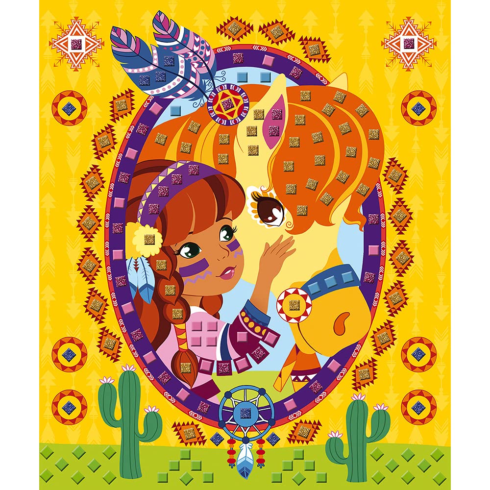 Janod - Set Creativo Mosaici in Gommapiuma Poneys e Unicorni - Les Ateliers du Calme - Abilità Motorie Fini e Apprendimento della Concentrazione - dai 5 Anni in su, J07957
