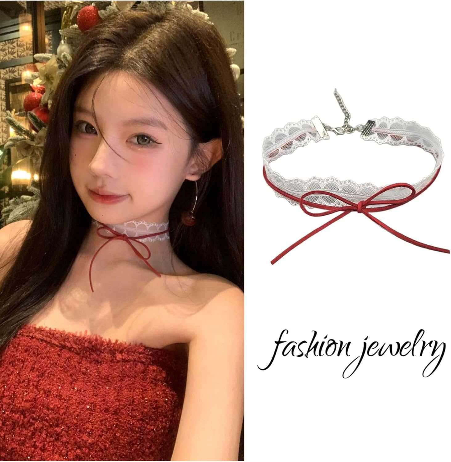 Bravace Lace Bow Choker Necklace for Women Layered Ballet Lace Collar Elegant Black Lolita Gothic Party Neck Jewelry Dainty Adjustable Velvet Ribbon Statement Minimalist Cute Trendy Accessory Gift - Image 4