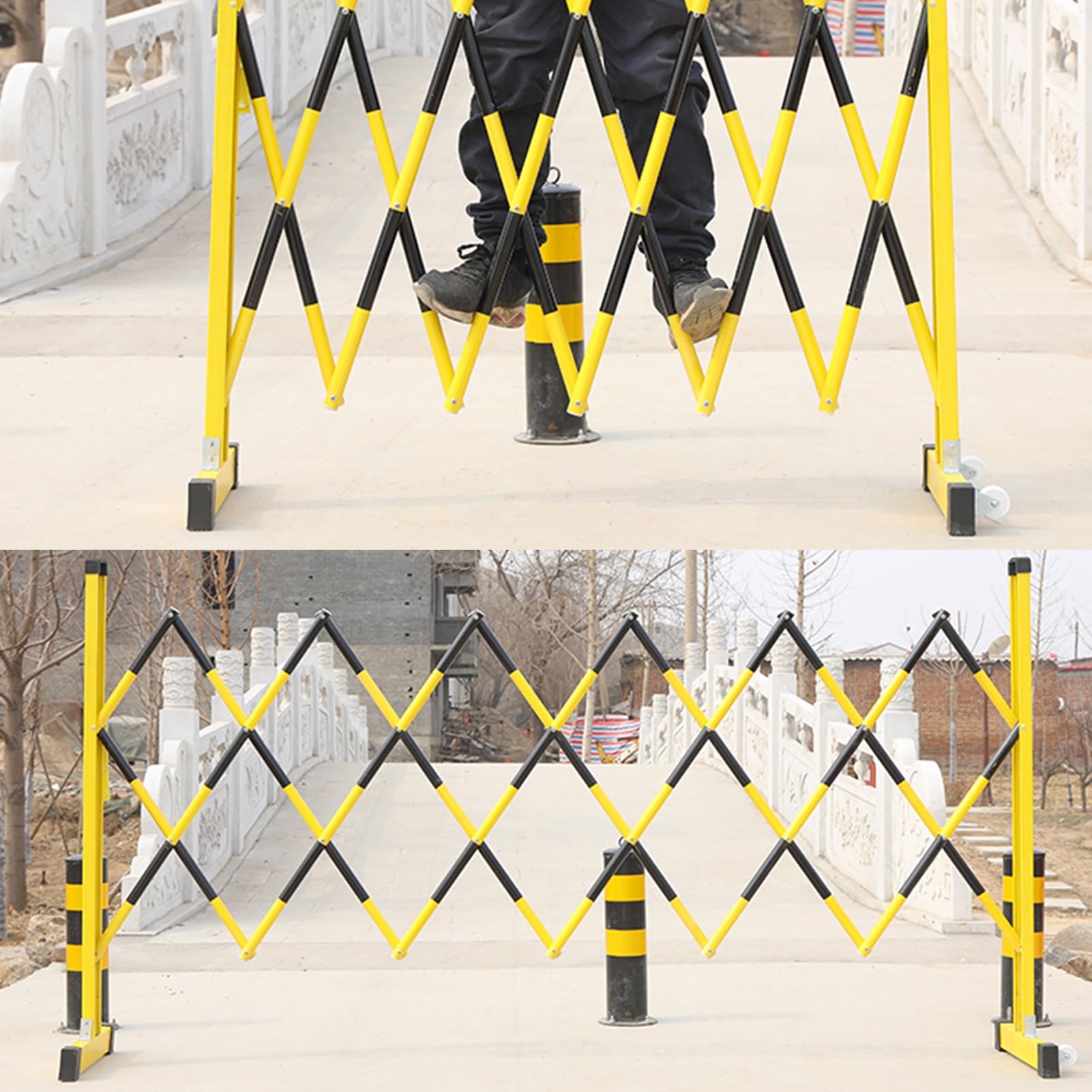 Valla de seguridad industrial plegable para exteriores, con ruedas, para control de acceso a la entrada