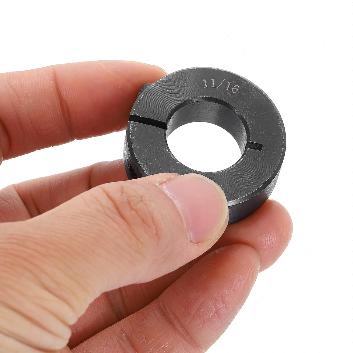uxcell 16pcs Single Split Shaft Collar 11/16" Bore One-Piece Clamping Collar, 1-3/8" OD, 7/16" Thickness, Black Oxide Steel Set Screw Lock Collar Clamp