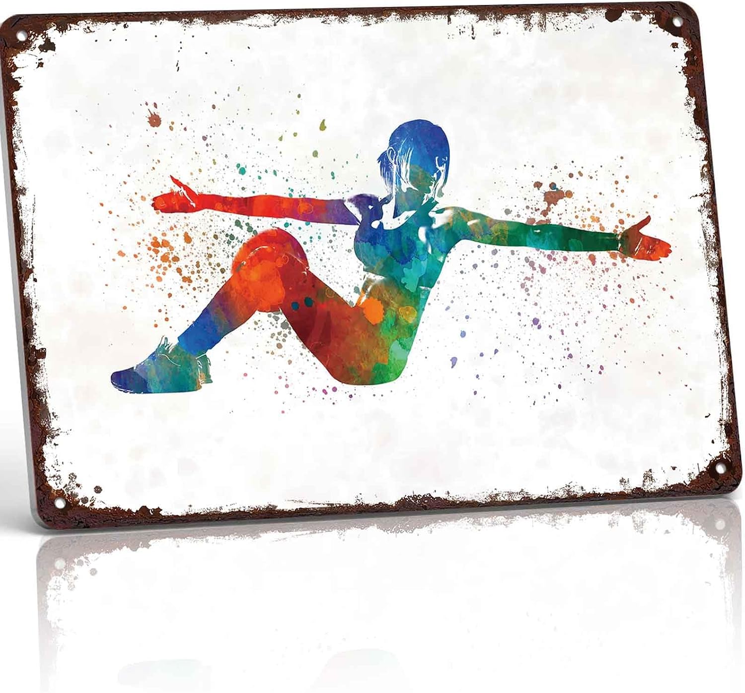 Colorful Yoga Girl Metal Sign 8 x 12 Inch