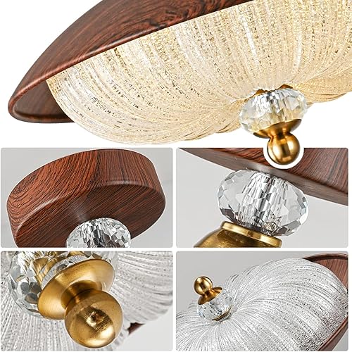 Miniatura 5 de Lámpara de techo semiempotrada de cristal vintage, 5 lámparas, lámpara de techo de 11.8 pulgadas, de mediados de siglo, adecuada para dormitorio,