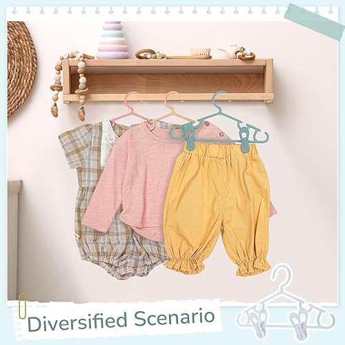 Miniatura 29 de Hsei Baby Hangers with Clips, Plastic Kids Pants Hangers for Nursery Closet, Top and Bottom Clothes Hanger Set for Newborn Child Infant Toddler Boys