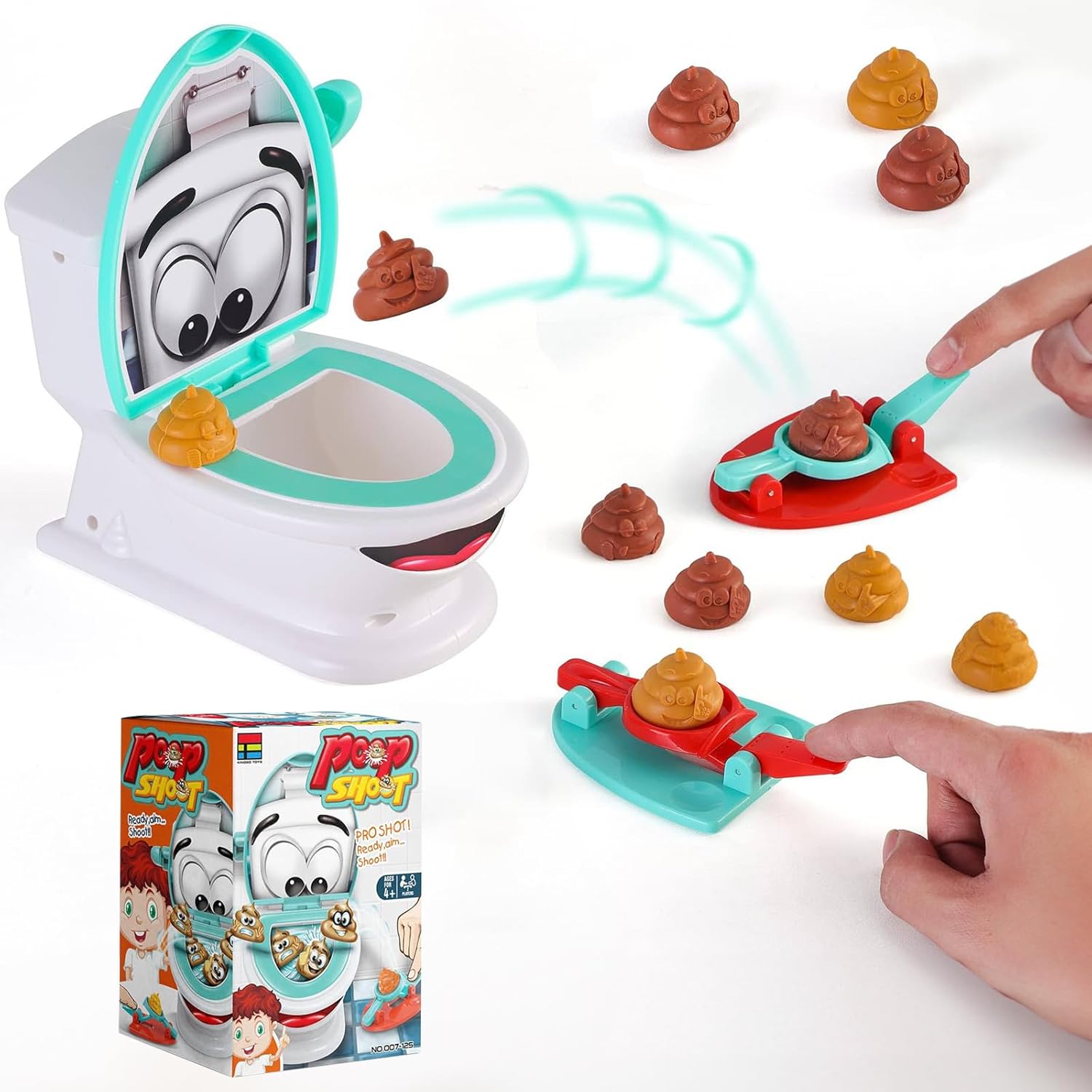 Poop Shoot Game,Shoot The Poop Family Toy with 12 Poops,2 Launchers,1