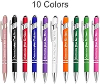 Vista 2 de Bolígrafos personalizados con nombre, paquete de 10 bolígrafos personalizados de oro rosa, bolígrafo de tinta negra grabada a granel con puntas