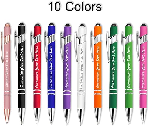 Miniatura 2 de Bolígrafos personalizados con nombre, paquete de 30 bolígrafos personalizados a granel, bolígrafo de tinta negra grabada con punta de lápiz óptico