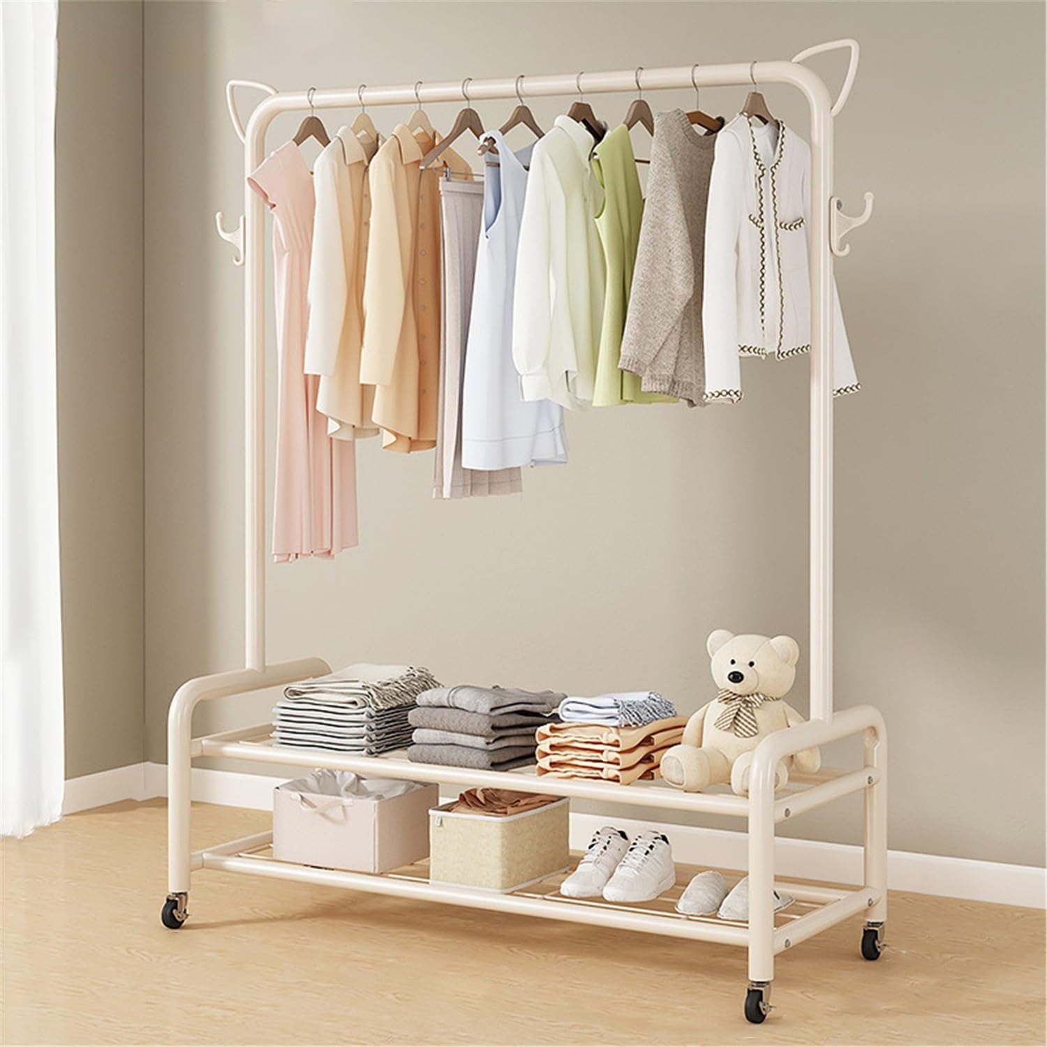 Portemanteau à roulettes en métal pour stopper le désordre et ranger la chambre