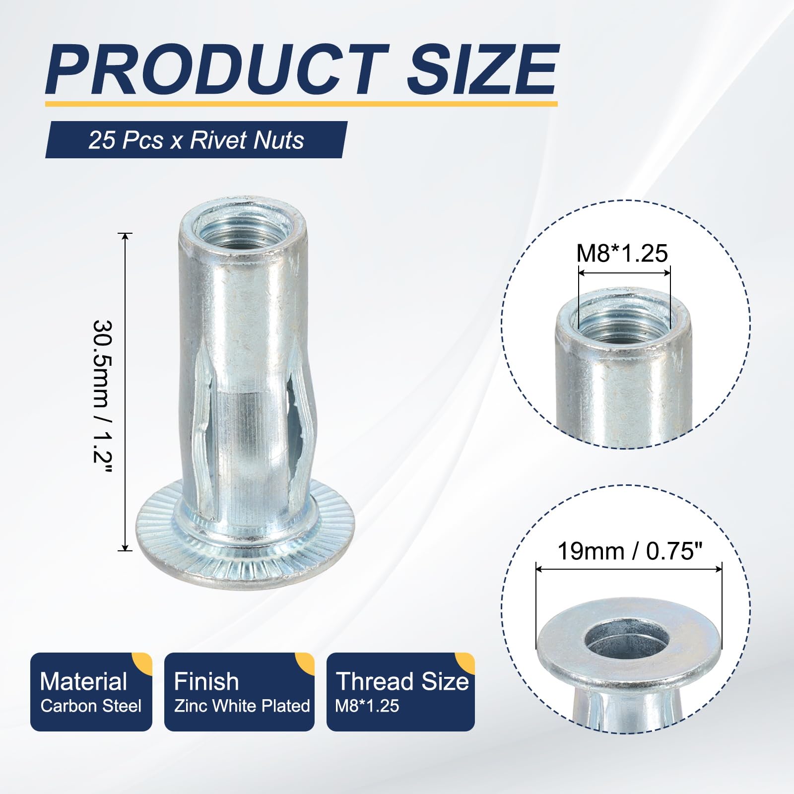 PATIKIL 25 Pcs Multi-Grip Rivet Nuts - Image 2