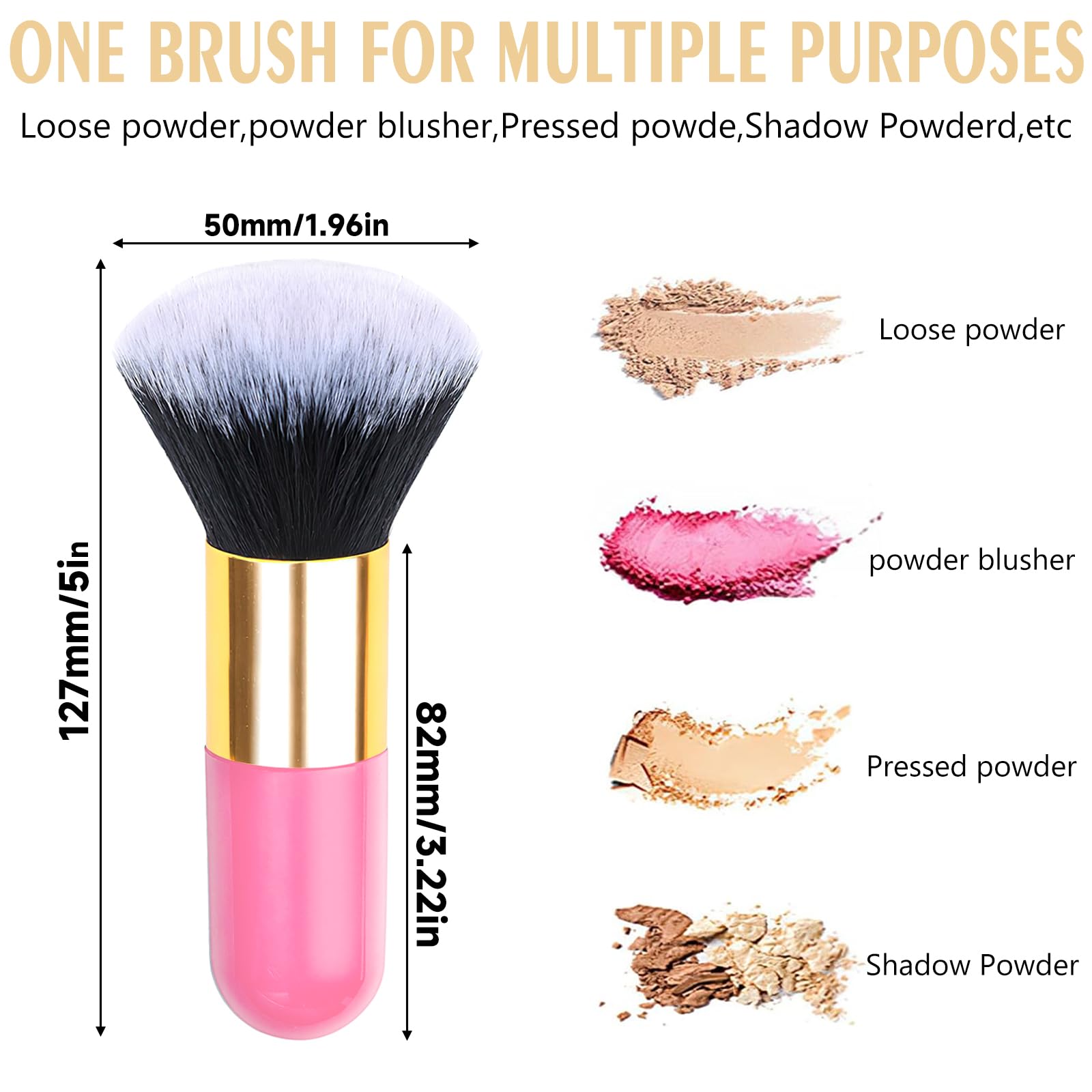 Powder Makeup Brush, Blusher Brush Large Powder for Loose or Pressed Setting Single Face Makeup Foundation - Image 2