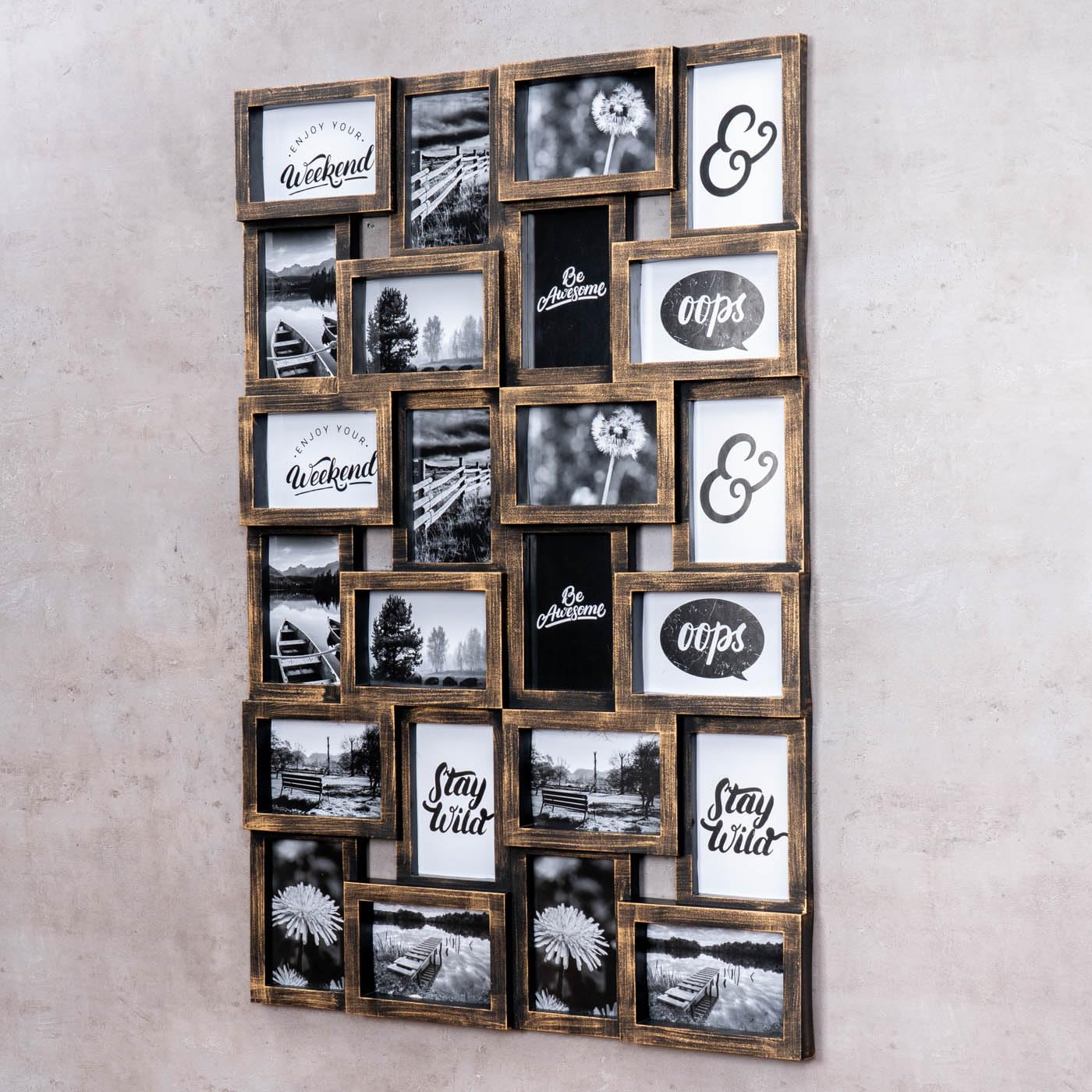 levandeo Bilderrahmen Collage 24 Fotos 10x15cm Kupfer Industrial Industrie Deko Antik Wanddeko Fotogalerie