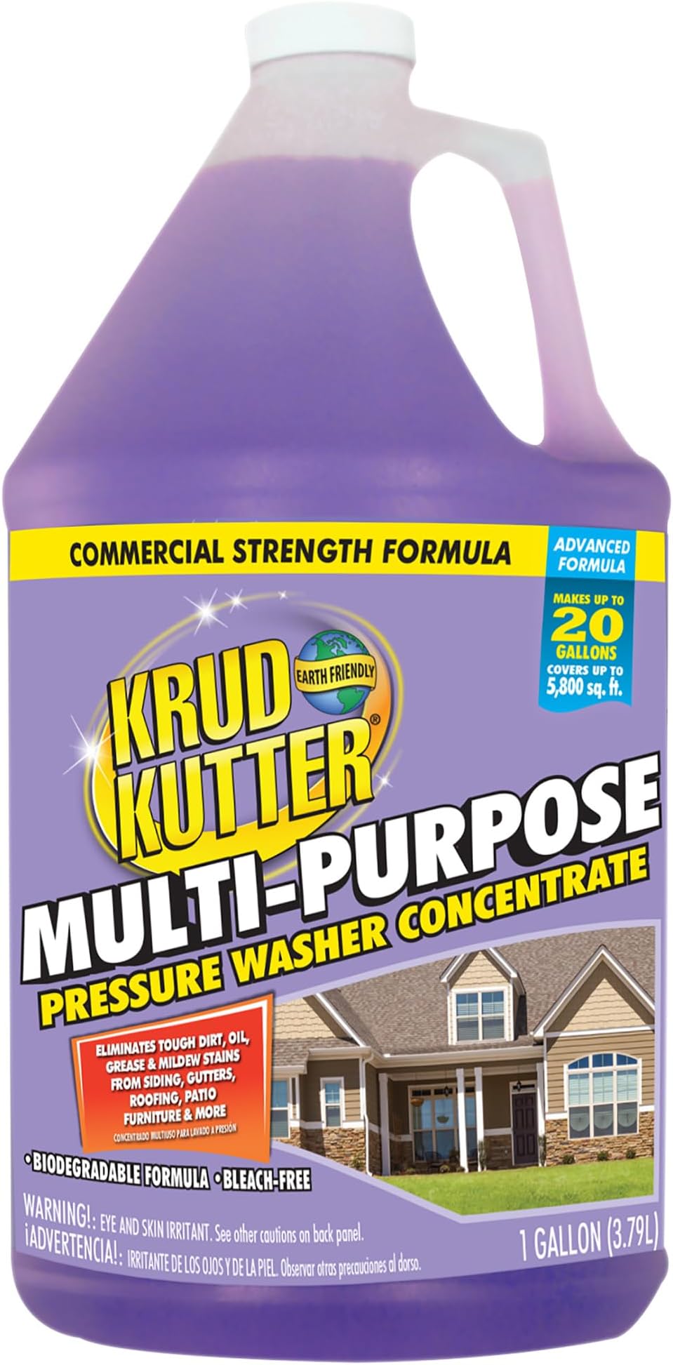 Multi-Purpose Pressure Washer Concentrate & Manual Use Outdoor Cleaner | Deep Cleans Tough Dirt, Oil, Grease, and Stains for Vinyl, Concrete, Wood, Brick, Stone & More | 1 Gallon