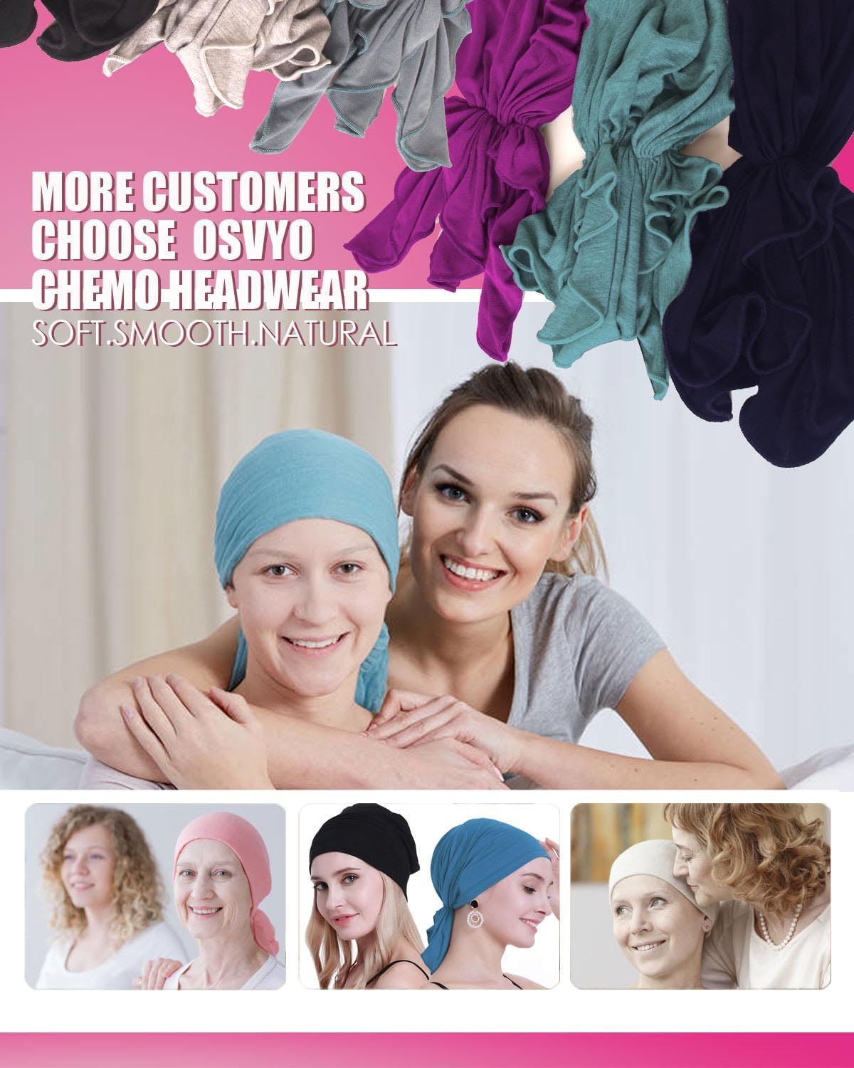 osvyo Chemo Headscarf for Women Hair Loss - Cancer Slip On Headwear Turbans Sealed Packaging - Image 7