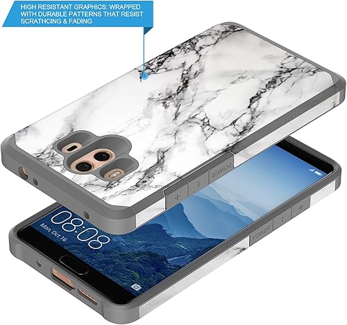 Miniatura 3 de Rosebono Funda para Huawei Mate 10, delgada híbrida de doble capa a prueba de golpes, cubierta dura a prueba de golpes, a la moda, linda funda de
