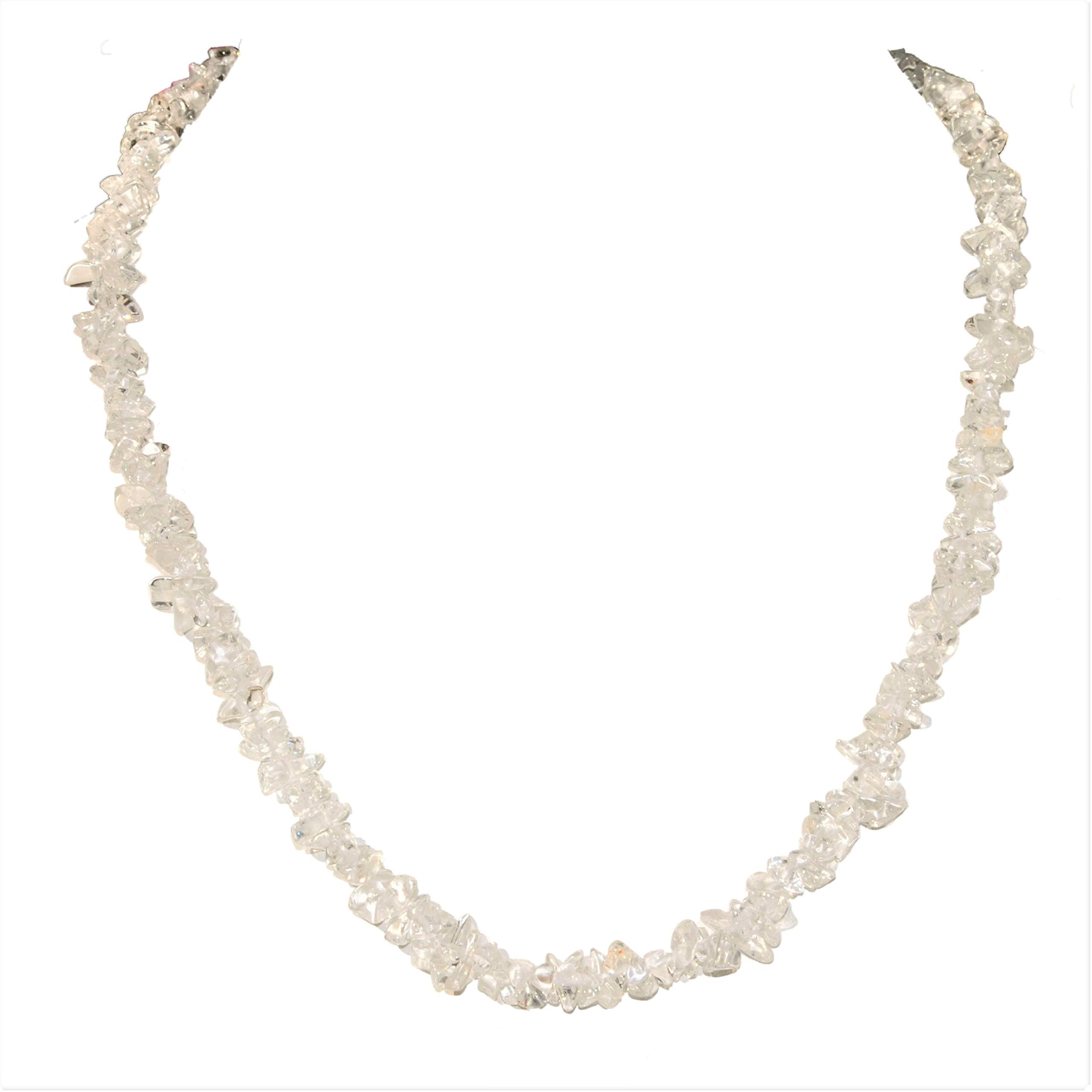 Zenergy Gems CHARGED 36" Premium Amplifier (Clear) Quartz Crystal Necklace Tumble Polished (THE HAPPY STONE/PROTECTS AGAINST NEGATIVITY/PROMOTES CLARITY) [REIKI]