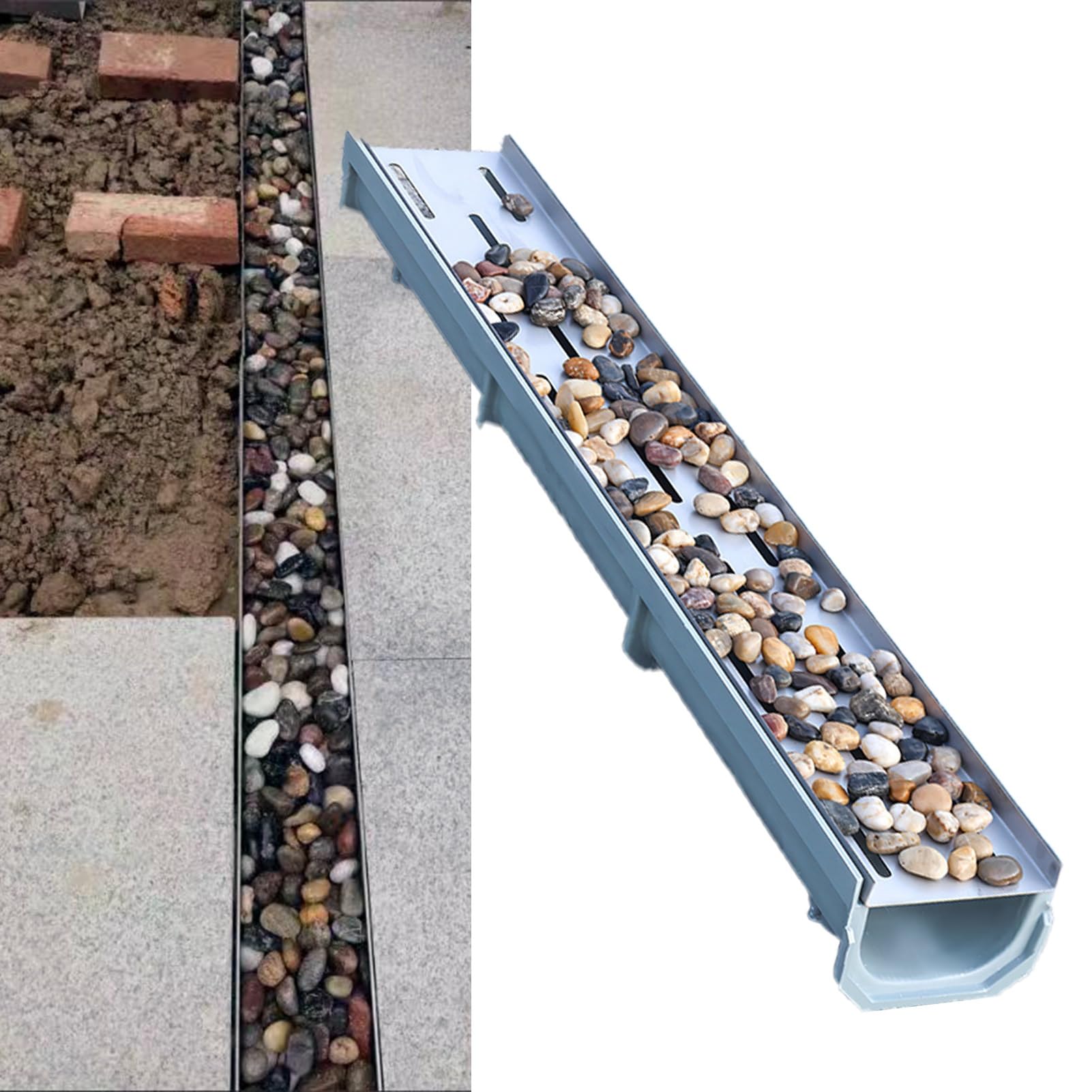 Amazon.co.jp: 溝格子 庭用のU字型トレンチ排水システム、取り外し可能