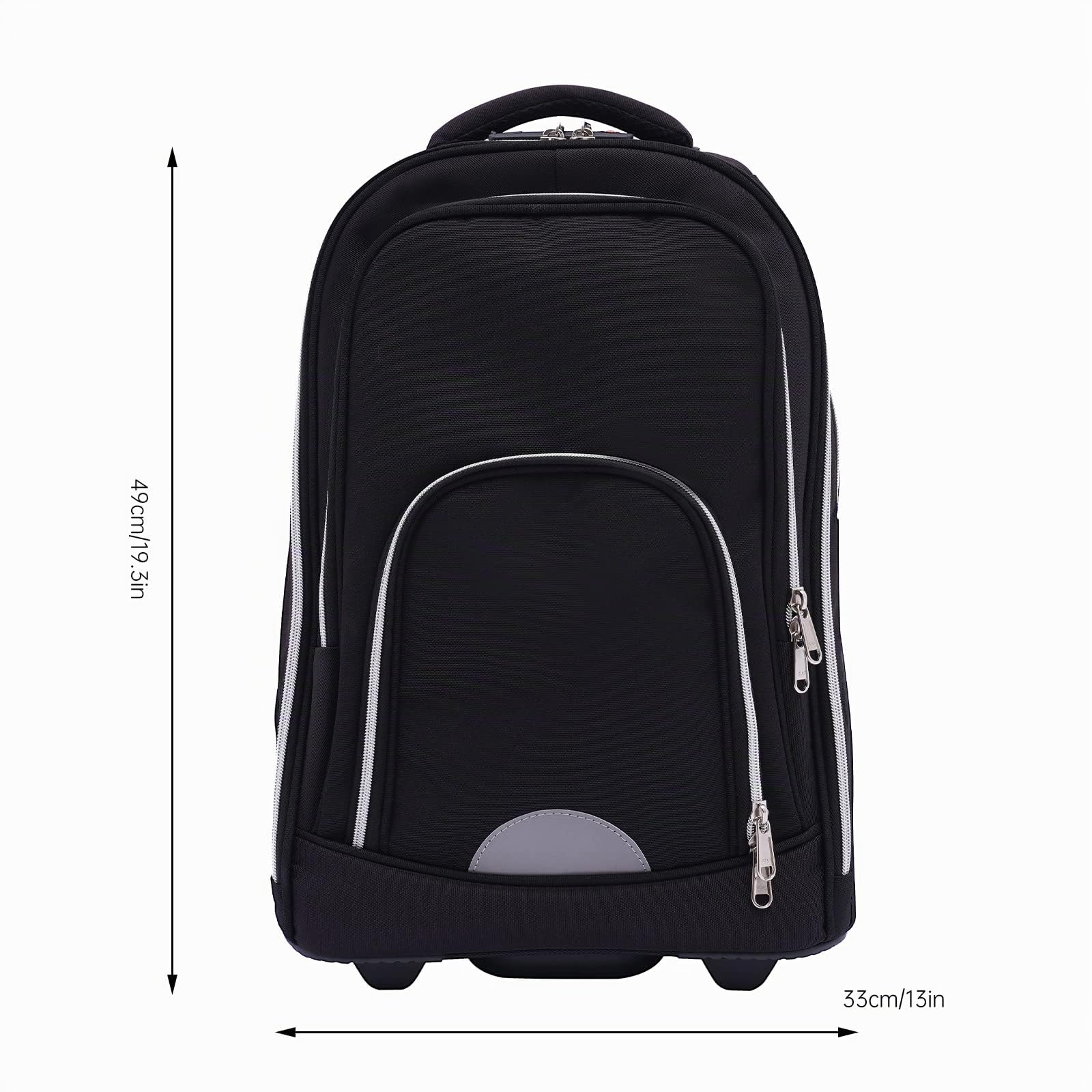 Zaino trolley da 45 l, con ruote, impermeabile, per laptop da 15 pollici, bagaglio a mano 3 in 1, ruote silenziose da 7 pollici, trolley in alluminio regolabile in altezza, per scuola, lavoro