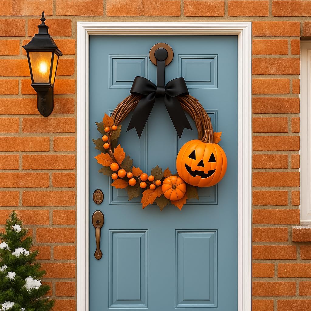 3 Pack Wreath Hangers for Front Door, Door Wreath Hanger on Glass, Window & Smooth Surfaces, Holiday Decoration Hook for Christmas, Thanksgiving, Halloween