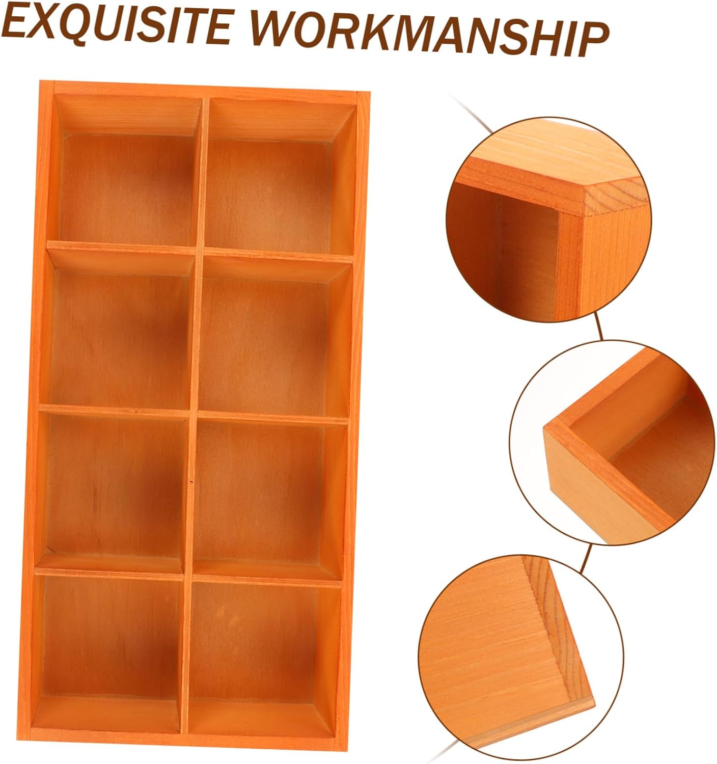 Wooden Storage Box with 8 Compartments for Tea Sachets and Snacks