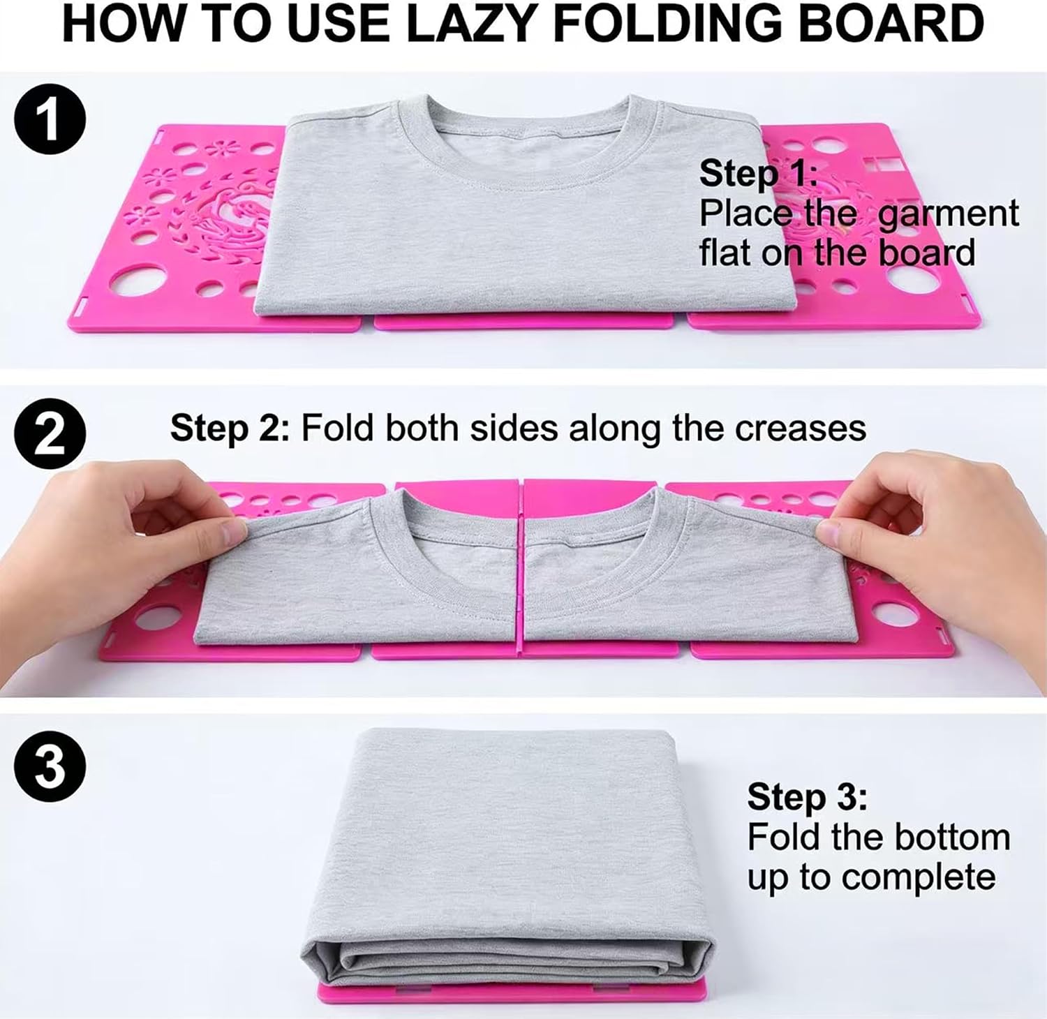Adult Clothes Folding Board, Blue Plastic Laundry Organizer with Dragon Design, T-Shirt Folder Helper for Fast Folding (Rose red)