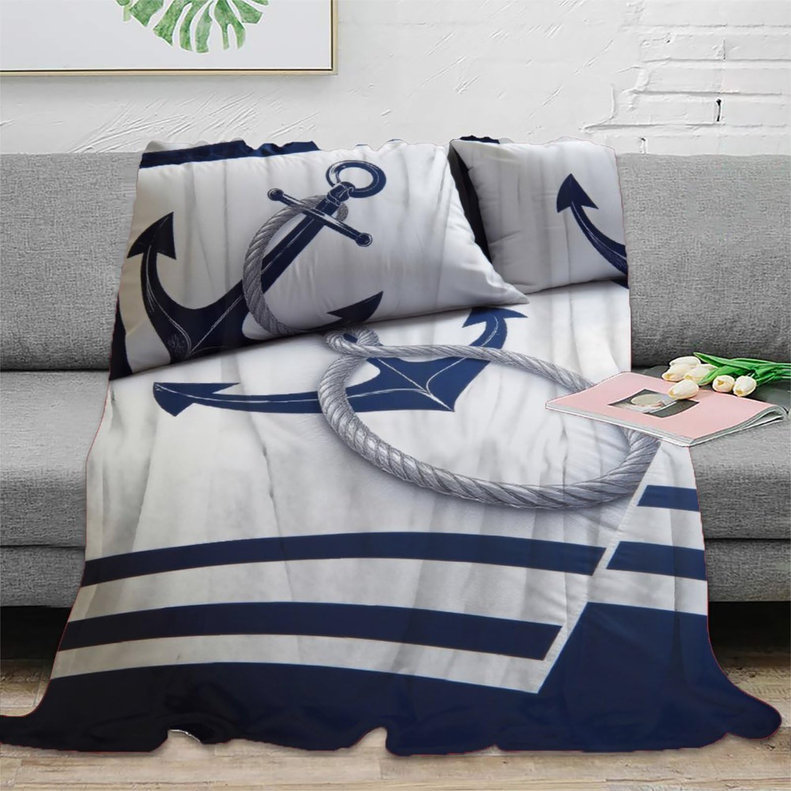 Jeté de Canapé Microfibre Doux Anti-Bouloche Couverture 3D