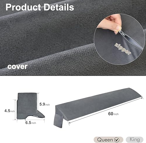 Miniatura 6 de Vekkia Almohada de cuña Queen para cabecero, almohada de cuña para cabecero, relleno de huecos de cama, almohada de cuña para espacio de cabecera