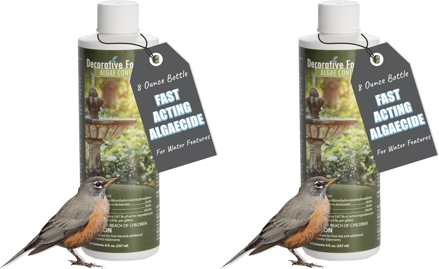 Fountain Algaecide and Clarifier - 8oz - Kills and Inhibits All Types of Algae Growth, Formulated for Small Ponds and Water Features, Treats up to 8,000 Gallons (Pack of 2)