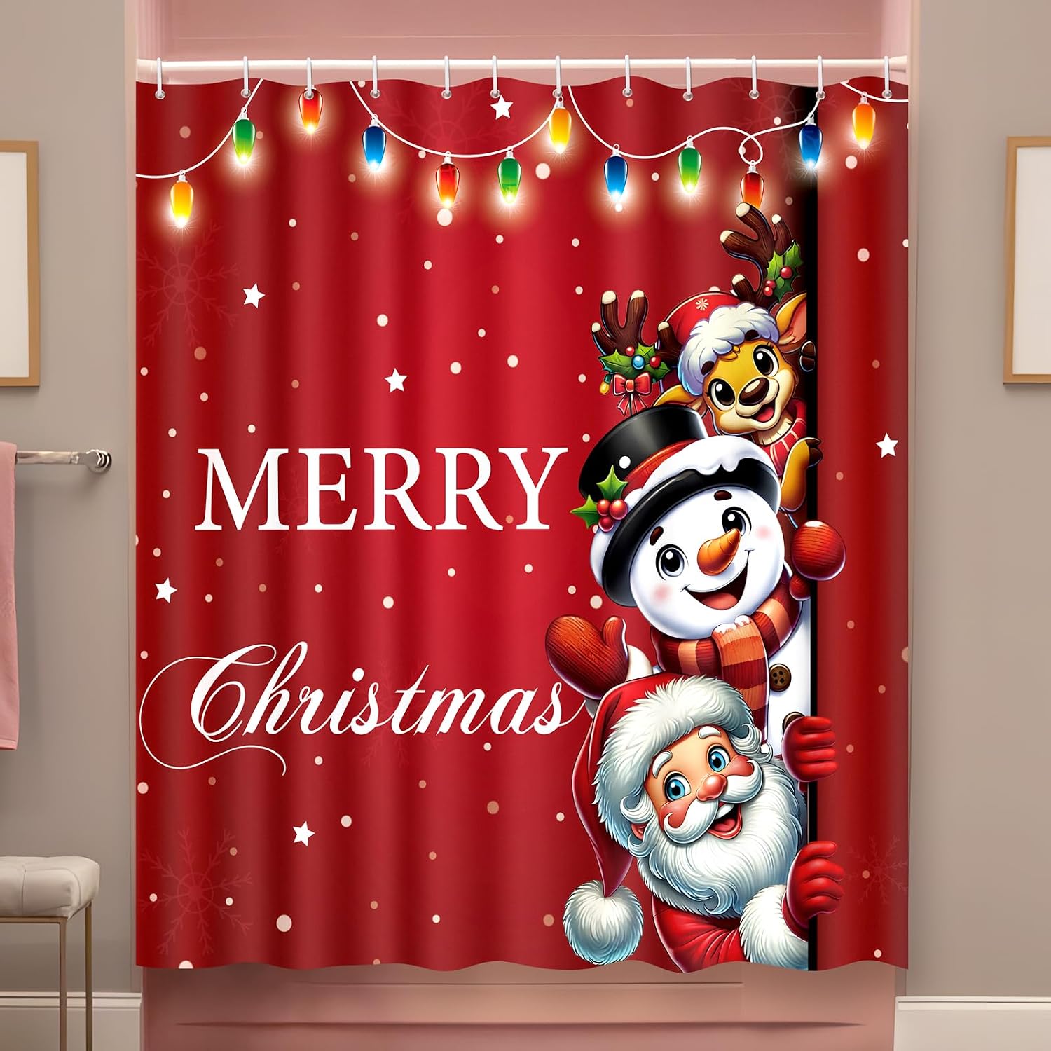 Amazon.com: Tieshankao Christmas Shower Curtain Santa Claus Snowman