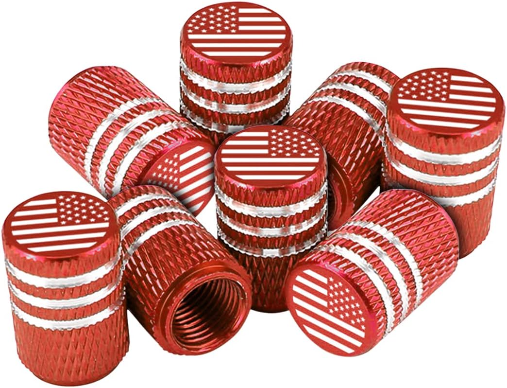American Flag Tire Valve Stem Caps, 8 Pcs Anti-Theft Premium Metal Rubber Seal Tire Valve Caps, Universal Fit for Cars, SUVs, Bike and Bicycle, Trucks, Motorcycles (Black) : Automotive