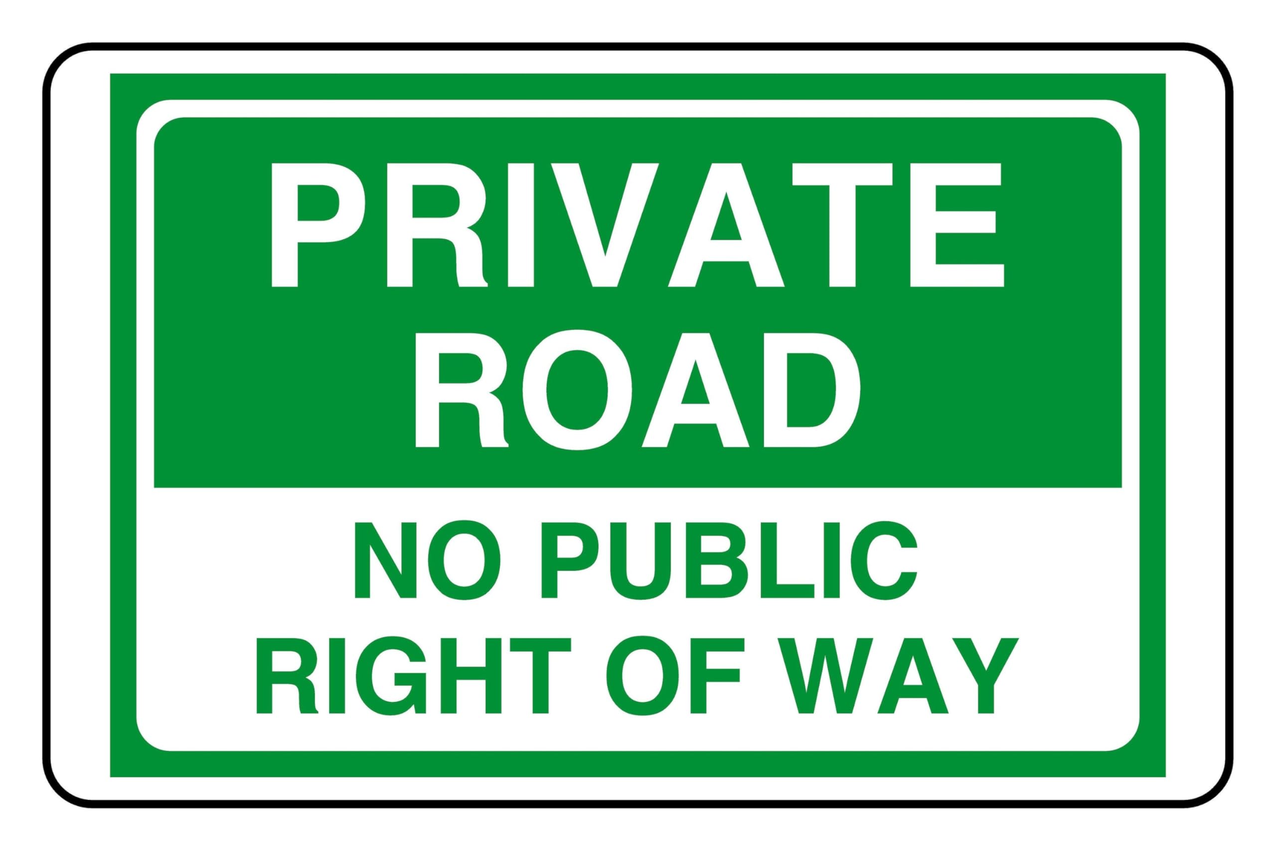 Private Road No Public Right Of Way - safety sign- 3mm Aluminum Dibond for indoor/outdoor usage (600mm x 400mm) 20m Viewing Distance.