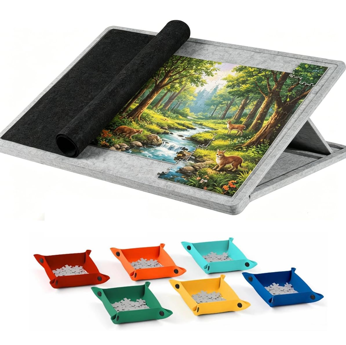 Tavola puzzle regolabile con supporto per 1000 pezzi, tavolo puzzle ergonomico per adulti e anziani, cavalletto puzzle portatile con superficie antiscivolo e facile da riporre