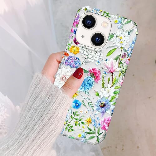 Miniatura 5 de J.west Funda para iPhone 15 de 6.1 pulgadas, suave, delgada, esmerilada, transparente, con diseño de flores, bonita funda protectora de silicona