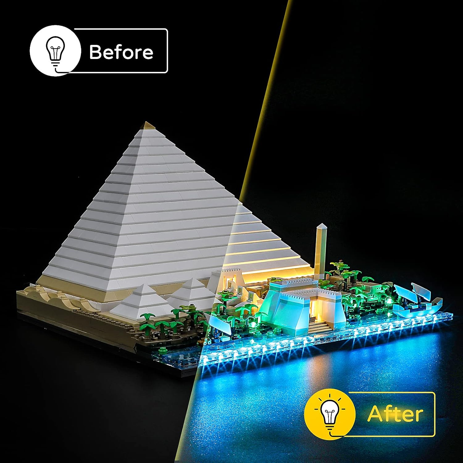 YEABRICKS LED Light Kit for Lego - Architecture Great Pyramid of Giza Building Blocks Model, LED Light Set Compatible with 21058(Lego Set NOT Included)