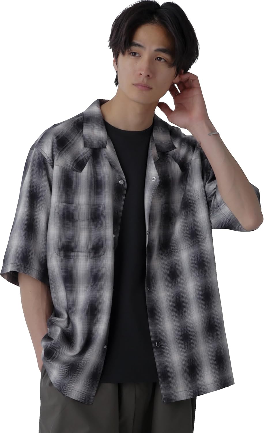 Sportrendy] メンズ スリムフィット 長袖 カジュアル シャツ 