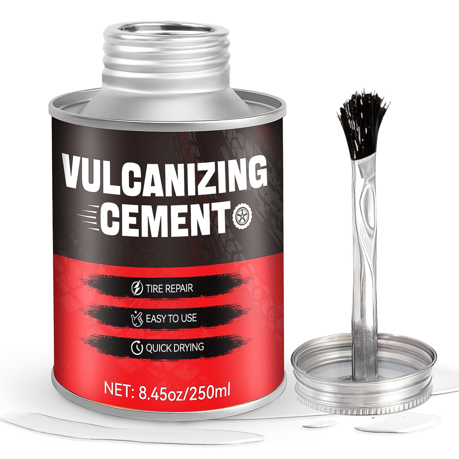 NoxGule 250ml Vulcanising Tyre Repair Glue, Puncture Repair Glue, Rubber Glue for Tyres, Waterproof and Flexible, Repairing Tire Cracks and Punctures, Suitable for Cars, Motorcycles and Bicycles