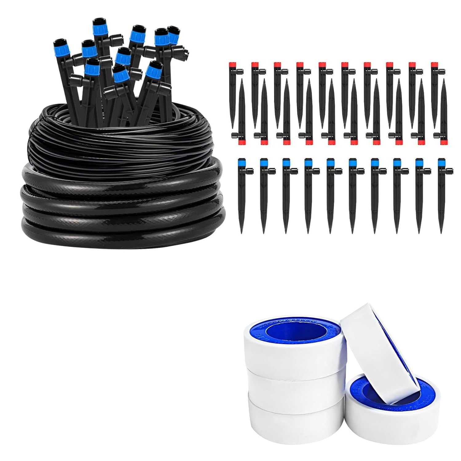 Drip Irrigation System for Garden, Greenhouse Watering System 233FT+5 Rolls Teflon Tape