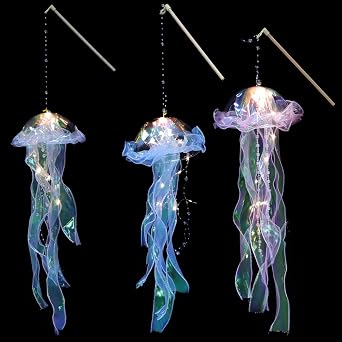 IMIKEYA 3pcs Jellyfish Lantern Light Plastic Decorative Glow Lantern [Energy Class A]