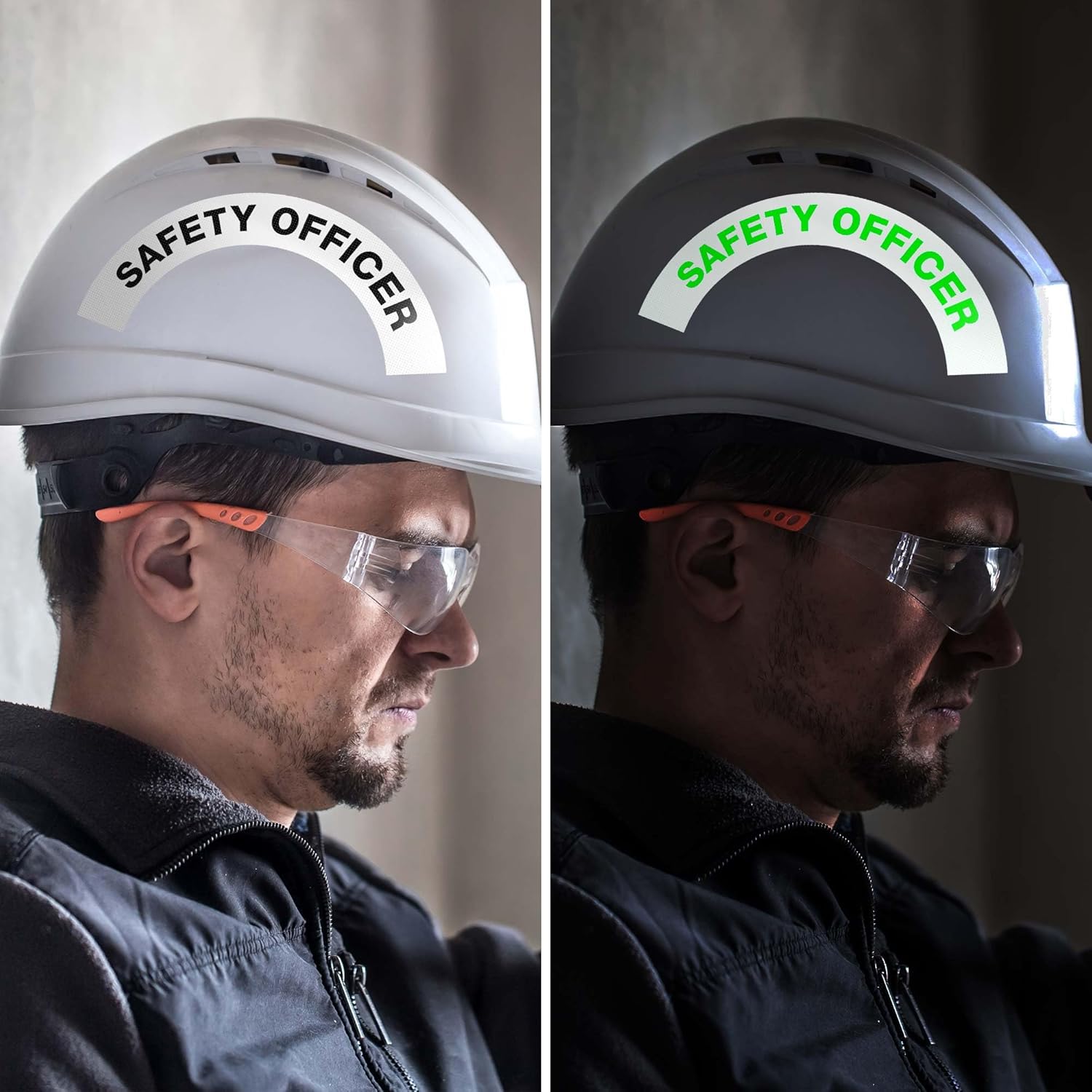 Safety Officer Hard Hat Sticker, (2 Pack) 3x6.8 Inches, 3M EGP Reflective, Construction Hat Decal, Made in USA by Sigo Signs