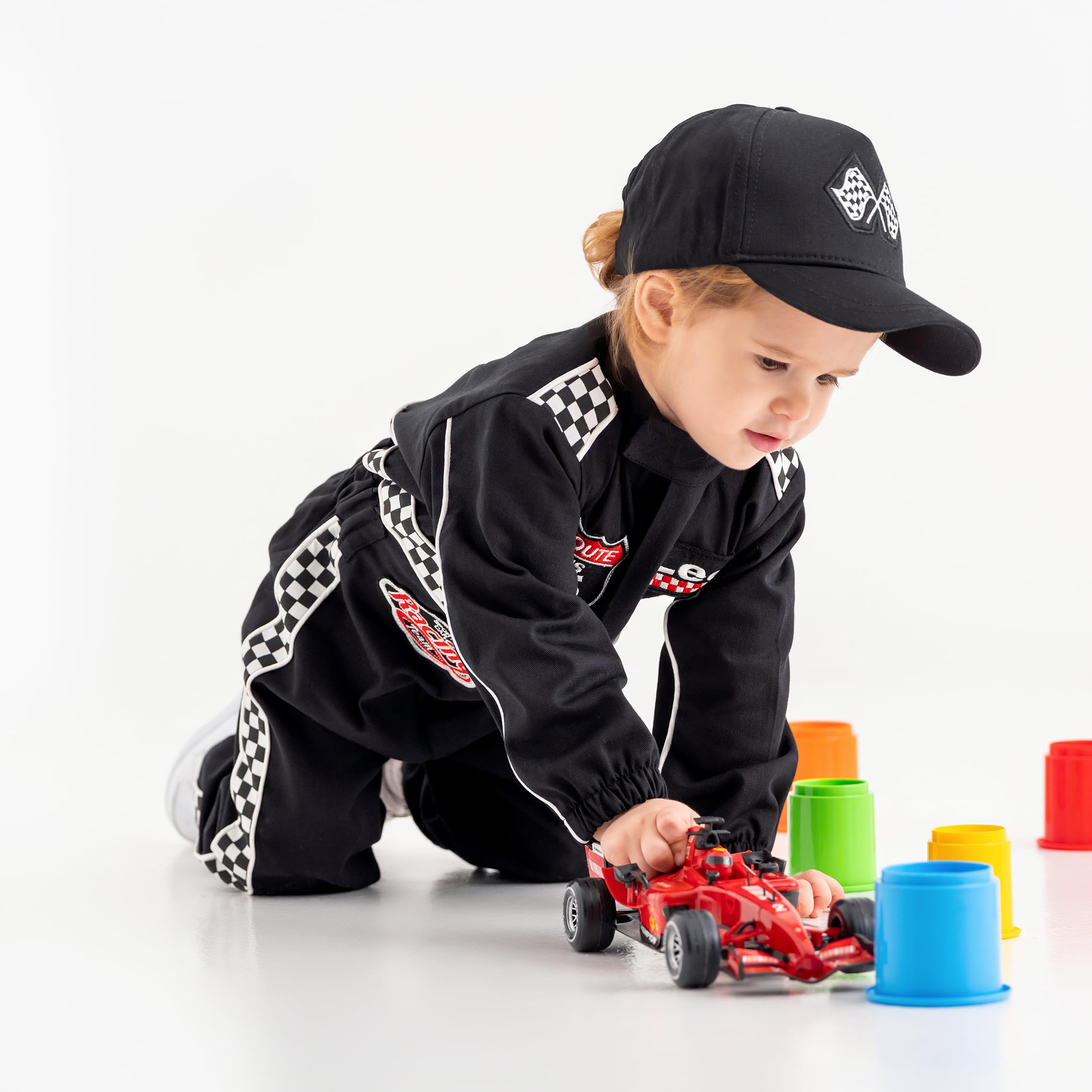 Costumes Club Personalized Handmade Race Car Driver Costume for Toddlers (2T, Black), 2 Years - Image 4