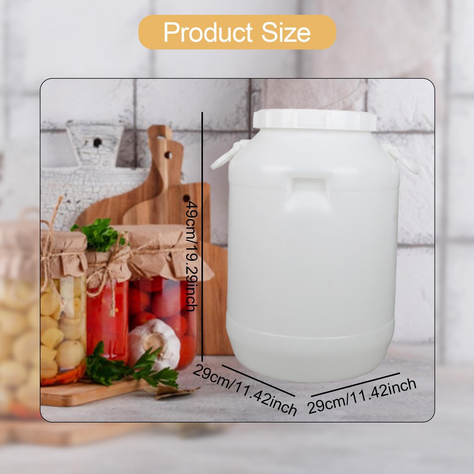 Barile Dell'acqua per Fermentazione Alimentare Contenitore Spesso HDPE con Coperchio E Manico Adatto a Conservazione Sottaceti Cucina Raccolta a, 30 Litri