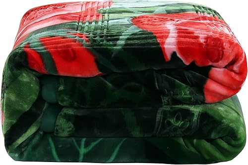 Miniatura 2 de Nestl Manta de forro polar de terciopelo de 9 libras para invierno, 2 capas, pesada y cálida, de estilo coreano, manta reversible estampada Raschel