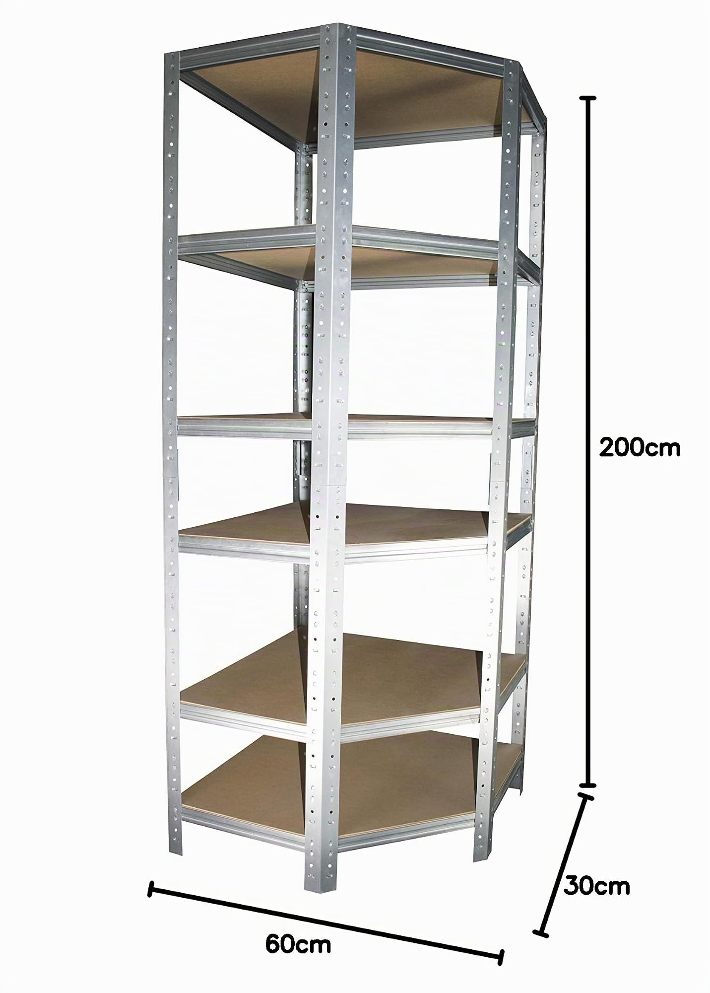 shelfplaza® 200x60x30cm HOME scaffale angolare metallo carichi pesanti zincato 6 ripiani/Scaffale metallo 145kg capacità carico/Mensola scaffale angolare/Scaffali in metallo per garage