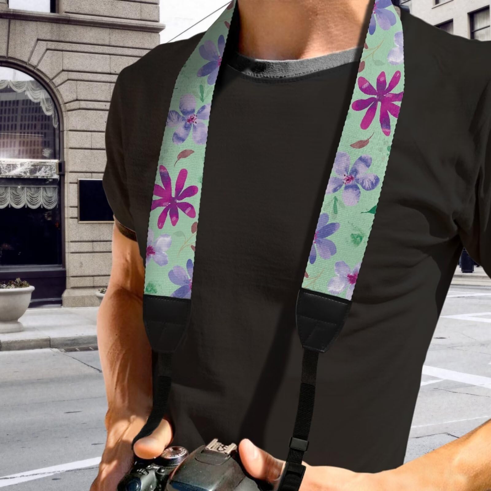 Sepetwhos Hippie Flowers Camera Strap Adjustable Neck Shoulder & Crossbody Strap with Quick Release Buckles Wide Camera Camcorder Shoulder Neck Strap Belt for Film Camera