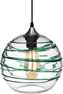 ARIAMOTION Pendant Lights Kitchen Island Glass Coastal Lighting Green St...