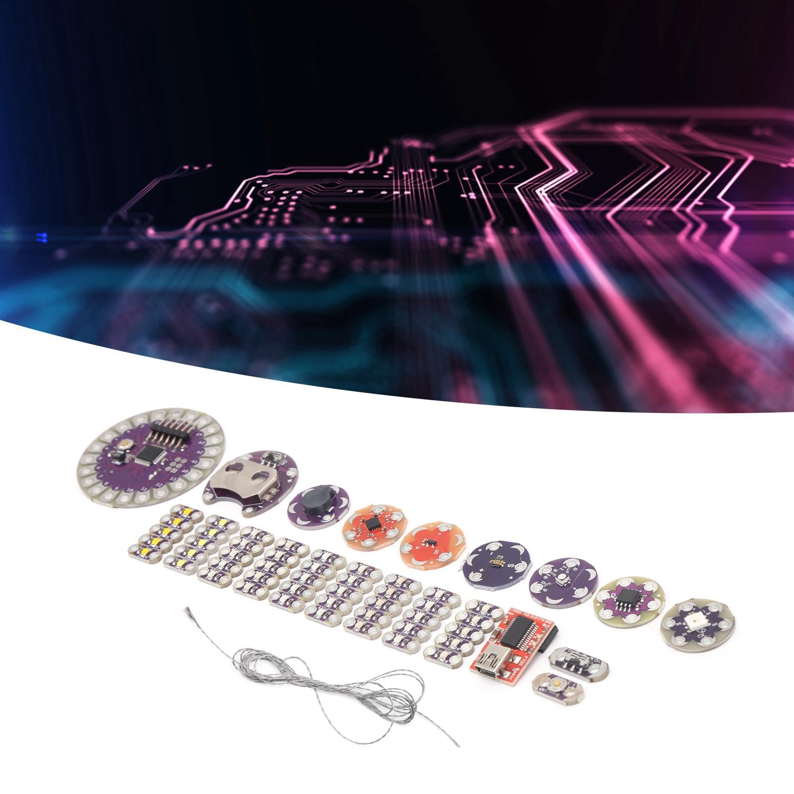 Klanata Lilypad Kit Wearable Electronic LED- und Sensor -Kit mit Temperatursensor und Kabel, elektronische Komponenten für DIY -Projekte und tragbare Tech -Enthusiasten