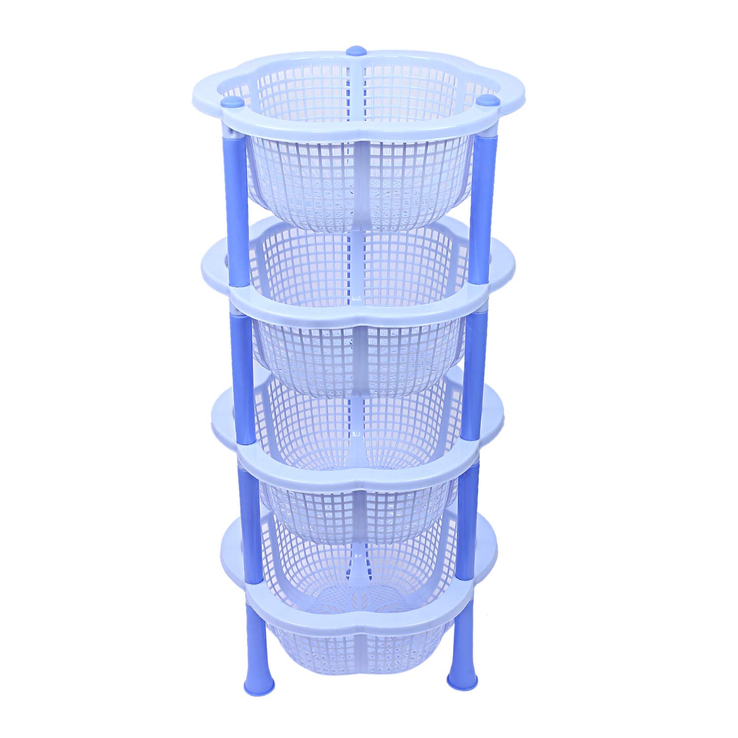 Kuber industries Plastikowy 4-warstwowy wielofunkcyjny kosz kuchenny (niebieski)-CTKTC25222